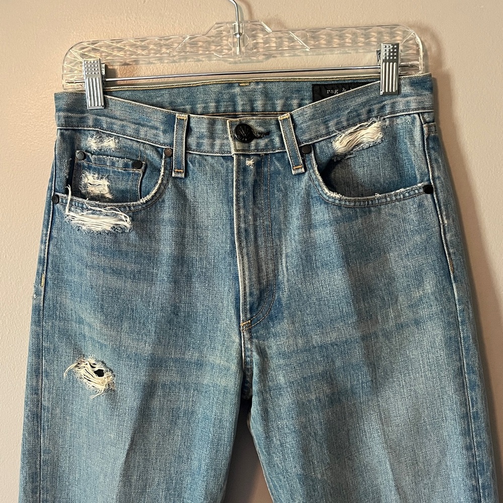 Rag & Bone High-Rise Distressed Ripped Ankle Modele Jeans in color: Shaker - Picture 5 of 16